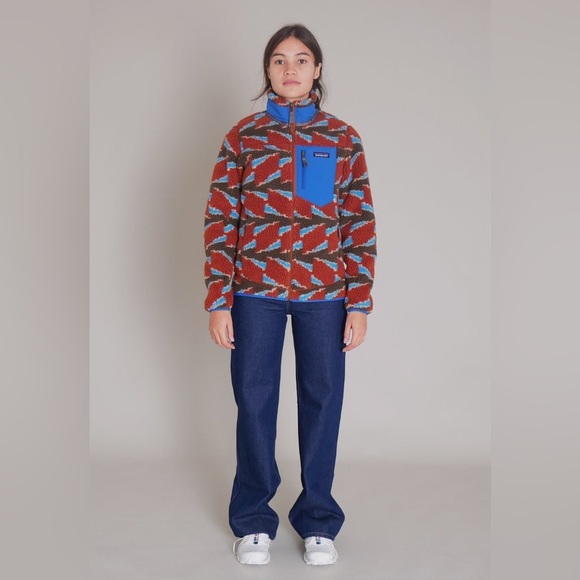 Patagonia Retro X Classic Jacket Take Root Burnished Red Blue Size Small - Picture 1 of 11